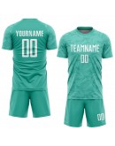Best Pro Custom Aqua White Sublimation Soccer Uniform Jersey Best Pro Custom Aqua White Sublimation Soccer Uniform Jersey