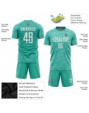 Best Pro Custom Aqua White Sublimation Soccer Uniform Jersey Best Pro Custom Aqua White Sublimation Soccer Uniform Jersey