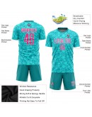 Best Pro Custom Aqua Pink-White Sublimation Soccer Uniform Jersey Best Pro Custom Aqua Pink-White Sublimation Soccer Uniform Jersey