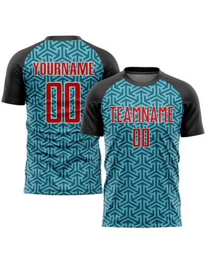 Best Pro Custom Aqua Red-Black Sublimation Soccer Uniform Jersey Best Pro Custom Aqua Red-Black Sublimation Soccer Uniform Jersey