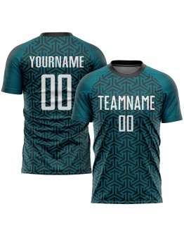 Best Pro Custom Aqua White-Black Sublimation Soccer Uniform Jersey