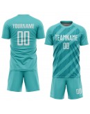 Best Pro Custom Aqua White Sublimation Soccer Uniform Jersey Best Pro Custom Aqua White Sublimation Soccer Uniform Jersey