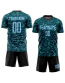 Best Pro Custom Aqua Light Blue-Black Sublimation Soccer Uniform Jersey Best Pro Custom Aqua Light Blue-Black Sublimation Soccer Uniform Jersey