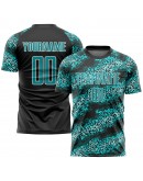 Best Pro Custom Aqua Aqua-Black Sublimation Soccer Uniform Jersey Best Pro Custom Aqua Aqua-Black Sublimation Soccer Uniform Jersey
