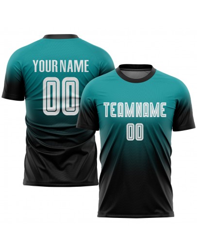 Best Pro Custom Aqua White-Black Sublimation Fade Fashion Soccer Uniform Jersey Best Pro Custom Aqua White-Black Sublimation Fade Fashion Soccer Uniform Jersey